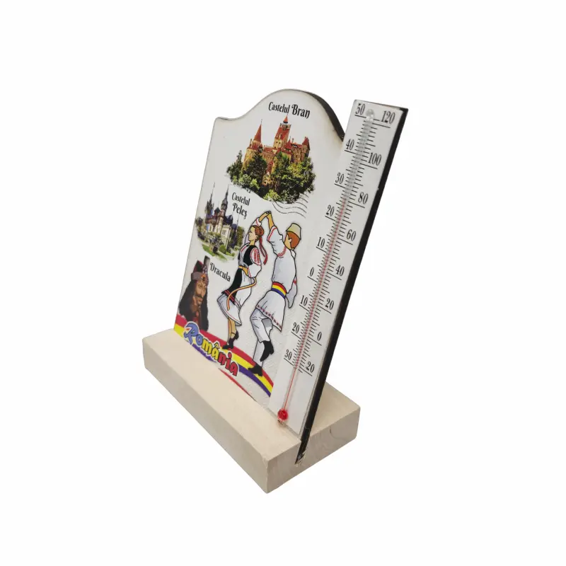 Romania, decoratiune lemn cu termometru, model  10